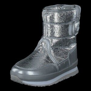 NIB Rubber Duck shoes Rd Cracked Metallic Kids Silver Waterproof Boots 12.5